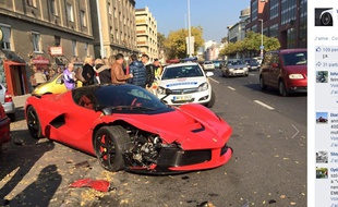 Une photo de la LaFerrari amochée à Budapest le 31 octobre 2015.