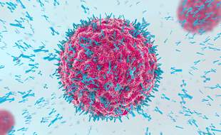 Anticorps attaquant la cellule du virus dans le sang (illustration 3D)
