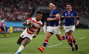 Kotaro Matsushima a inscrit deux essais lors du match Japon-Russie en ouverture du Mondial de rugby.