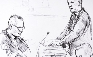 Un dessin de Peter Madsen au premier jour de son procès à Copenhague