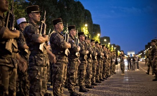 Les repetitions de la Legion Etrangere, se sont deroulees sur l'avenue des Champs Elysees, Paris, France, le 10 Juillet 2017.