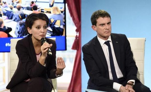 La ministre de l'Education nationale, Najat Vallaud-Belkacem, à côté du Premier ministre Manuel Valls, le 22 janvier 2015 à Paris