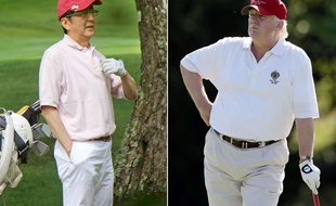 Shinzo Abe et Donald Trump, adeptes du golf (montage Sipa).