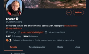 Greta Thunberg s'est rebaptisée "Sharon" sur son compte Twitter.