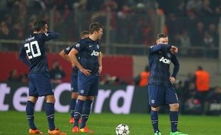 Les joueurs de Manchester à l'Olympiakos le 25 février 2014