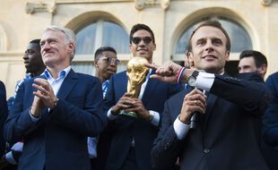 Les Bleus à l'Elysée après leur victoire à la Coupe du monde de juillet 2018.