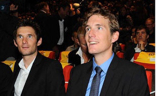 Andy Schleck en compagnie de son frère Frank lors de la présentation du parcours du Tour de France 2012