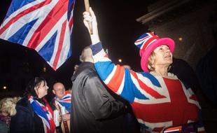 Célébrations à Londres le 31 janvier au moment du Brexit.