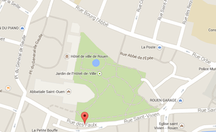 Capture d'écran d'une Google map du centre-ville de Rouen.