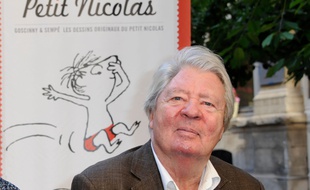 Sempé à l'exposition sur Les Vacances du Petit Nicolas à Paris le 18 juin 2014