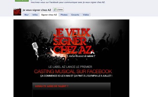 Page d'accueil de la page Facebook du casting organisé par AZ