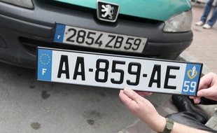 Une plaque d'immatriculation, en 2009