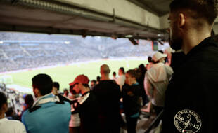 Des policiers au stade Vélodrome lors d'OM - PSG.
