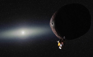 Vue d'artiste: New Horizons rencontre un objet de la ceinture de Kuiper.
