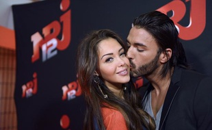 Nabilla Benattia et Thomas Vergara, le 21 octobre 2013 à Paris.