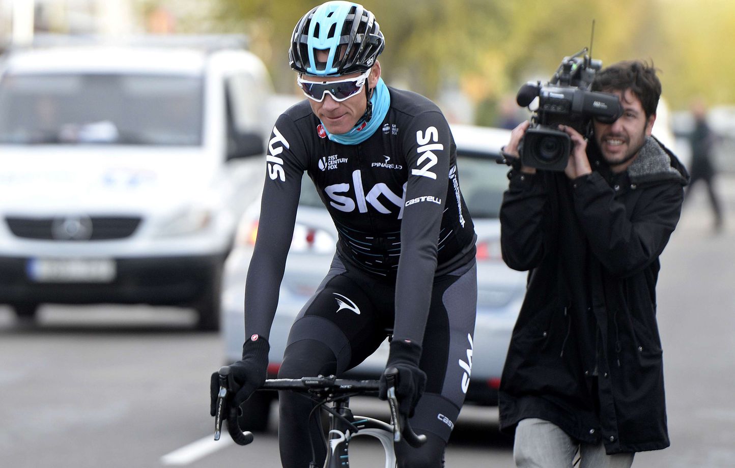 Chris Froome lors d'un entraînement avec la Sky à Palma de Majorque, le 14 décembre 2017. 