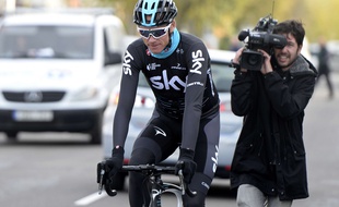 Chris Froome lors d'un entraînement avec la Sky à Palma de Majorque, le 14 décembre 2017.