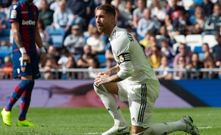 Sergio Ramos lors de la défaite du Real Madrid contre Levante (1-2), le 20 octobre 2018.