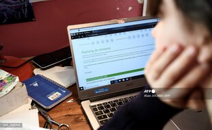 Un étudiant révise devant son ordinateur (illustration)