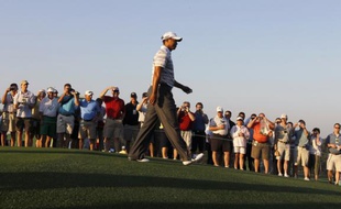 Tiger Woods lors de son premier entraînement à Augusta, le 5 avril 2010.