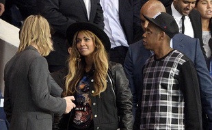 Beyoncé et Jay-Z au Parc des Princes lors de PSG-Barcelone, le 30 septembre 2014.