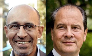 Montage de deux portraits d'archives d'Harlem Désir et Jean-Christophe Cambadélis