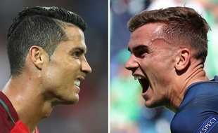 Photomontage des attaquants portugais Cristiano Ronaldo et français Antoine Griezmann