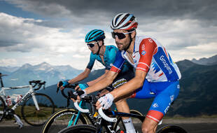 Thibaut Pinot lors de la 11e étape du Tour de France vers le col du Granon, le 13 juillet 2022. 