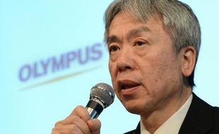 Le PDG du groupe japonais Olympus Hiroyuki Sasa, à Tokyo le 8 juin 2012