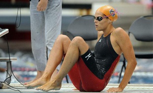 La nageuse française, Laure Manaudou, lors de son retour à la compétition à Athens, le 14 juillet 2011.