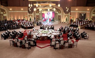 Les dirigeants des monarchies pétrolières au Conseil de coopération du Golfe (CCG) à Doha le 9 décembre 2014