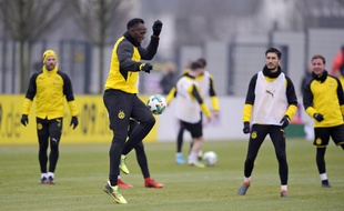 Usain Bolt à l'entraînement avec le Borussia Dortmund, le 23 mars 2018.