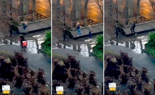 Captures d'écran de la vidéo d'une flaque d'eau de Newcastle (Angleterre), diffusée en direct le 6 janvier 2015 sur Periscope.