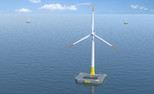 Image de synthèse d'une éolienne similaire au projet Floatgen.