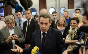 Le président de l'UMP Nicolas Sarkozy à Paris le 28 mai 2015