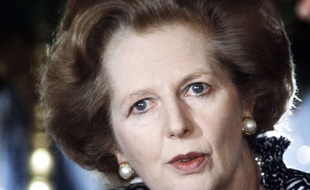 Photo d'archives du 27 mai 1986 de la Première ministre britannique, Margaret Thatcher, lors de sa visite à Jérusalem, en Israël.