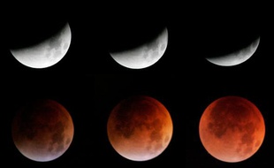 Une éclipse de Lune, le 27 août 2007, à Portland, aux Etats-Unis, accompagnée du traditionnel rougeoiement.