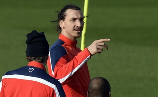 L'attaquant du PSG Zlatan Ibrahimovic à l'entraînement, le 11 mars 2014.