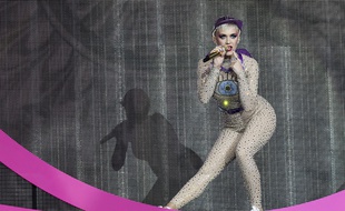 Singer Katy Perry performs at the Glastonbury Festival at Worthy Farm, in Somerset, England, Saturday, June 24, 2017.