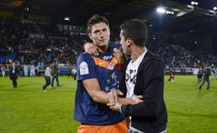 Olivier Giroud à l'issue du match contre Auxerre qui a sacré le club Montpellierain champion de France le 20 mai 2012.