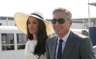 Amal Alamuddin et George Clooney à Venise le 29 septembre 2014.