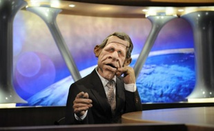 La marionnette "PPD" sur le plateau de l'émission satirique "Les Guignols de l'info", en 2009