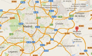 Google Map de Mejorada del Campo, en Espagne.