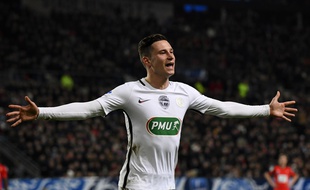 Draxler fête son but lors de Rennes-PSG le 1er février 2017.