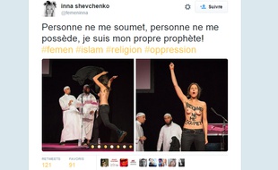 Capture écran du compte Twitter d'Inna Shevchenko @femeninna le 13 septembre 2015.