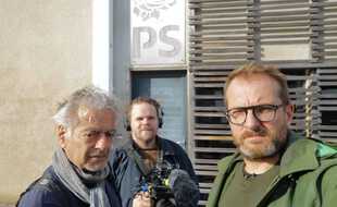 Jacques Torregano, Léonard Héliot et Philippe Laumont (de gauche à droite) devant la Fédération PS de Tours.