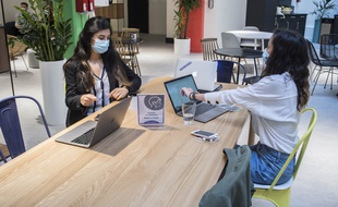 Paris, le 1/09/2020. Chez OpenClassRooms,le port du masque est obligatoire comme dans les autres entreprises.