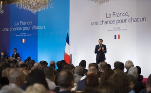 Emmanuel Macron à l'Elysée, le 22 mai 2018.