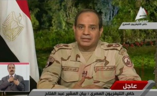 Capture d'écran de la télévision égyptienne montrant l'ex-chef de l'armée Abdel Fattah al-Sissi, le 26 mars 2014