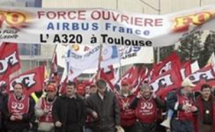 Manifestation des salariés d'Airbus le 3 Avril 2007 à Blagnac.